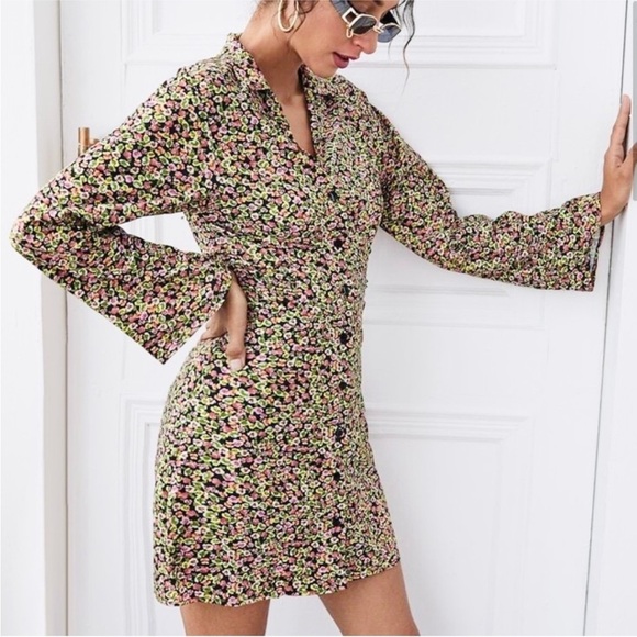 Zara floral retro mini dress BLOGGERS FAVORITE!! NWT - Picture 3 of 13